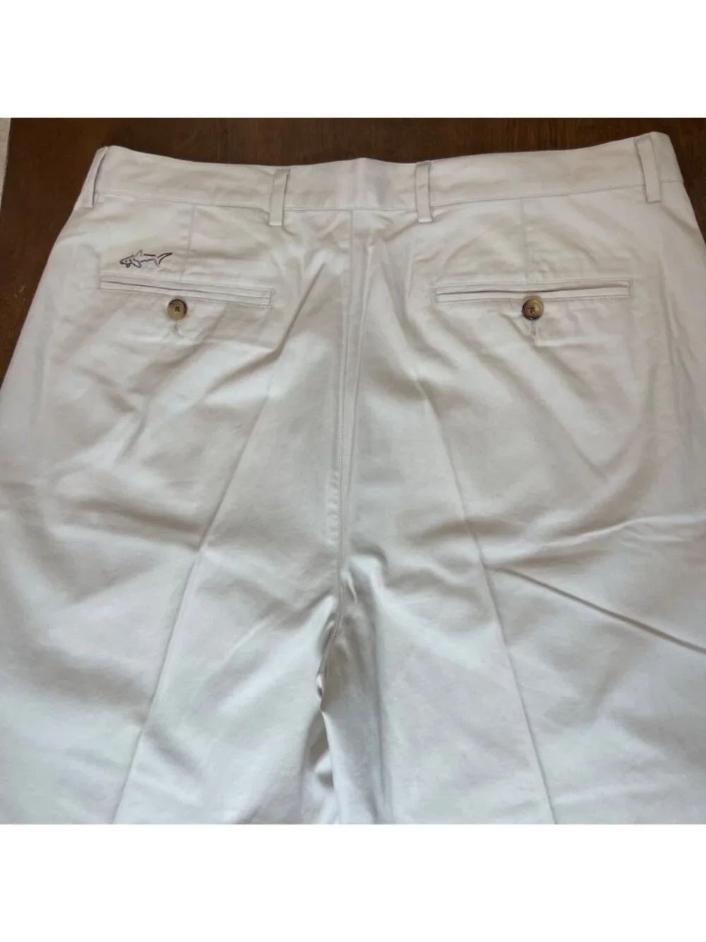 Vintage Greg Norman Pleated Chino Shorts Men's Size 36 Khaki Beige 100% Cotton‎